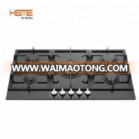 8mm tempered glass panel built in 5 burner gas cooktop